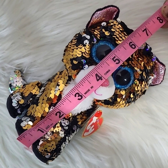 Ty Sterling Leopard Cat Sequin Flippables Ty Beanie Boos Plush Stuffed Animal - Picture 16 of 16